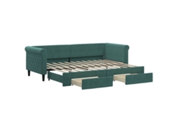 Sofá-cama com gavetão VIDAXL Verde Veludo (80x200 cm)