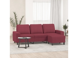 Sofá de 3 Lugares HARLANV1 com apoio de pés tecido vermelho tinto 180cm