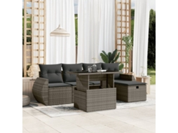 Vidaxl 6 Pcs Conjunto Sofás De Jardim Com Almofadões Vime Cinzento