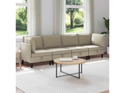 Vidaxl Conjunto De Móveis Para Sala De Estar 4 Pcs Areia Tecido