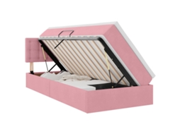 SYFAX™ Cama de Armazenamento Led com Colchão Rosa 90 X 190 Cm Veludo