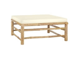 Vidaxl 6 Pcs Conj. Lounge P/ Jardim Em Bambu C/ Almofadões Branco Nata