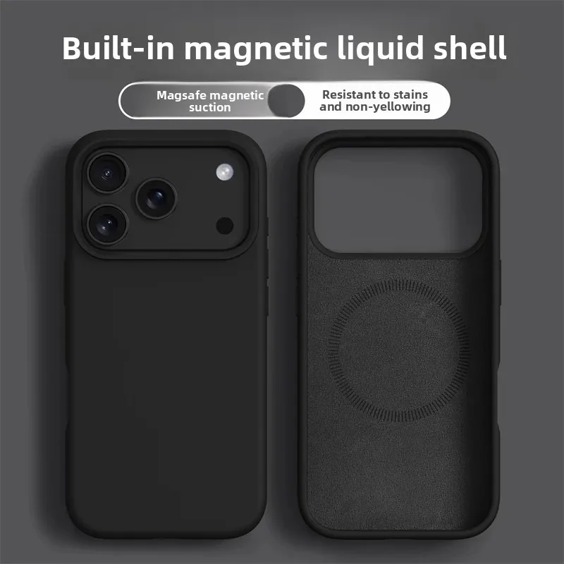 Capa Magsafe De Silicone Líquido Para Iphone (preta, Iphone 16 Pro Max)