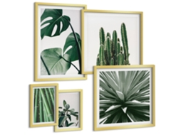Galeria De Pinturas Murais Estampas De Frutas, Flores Cítricas Moldura Dourada Imagens Para Um Quarto Infantil Espelharte (conjunto De 5 Imagens)