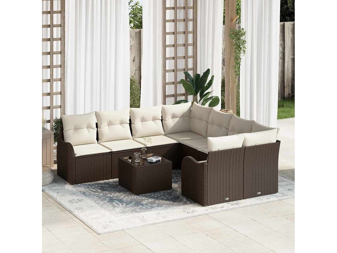 Vidaxl Conjunto De Sofá De Jardim 9 Unid. 8-número De Lugares