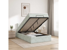 Vidaxl Cama Ottoman Com Colchão Cinzento-claro 120 X 200 Cm Veludo