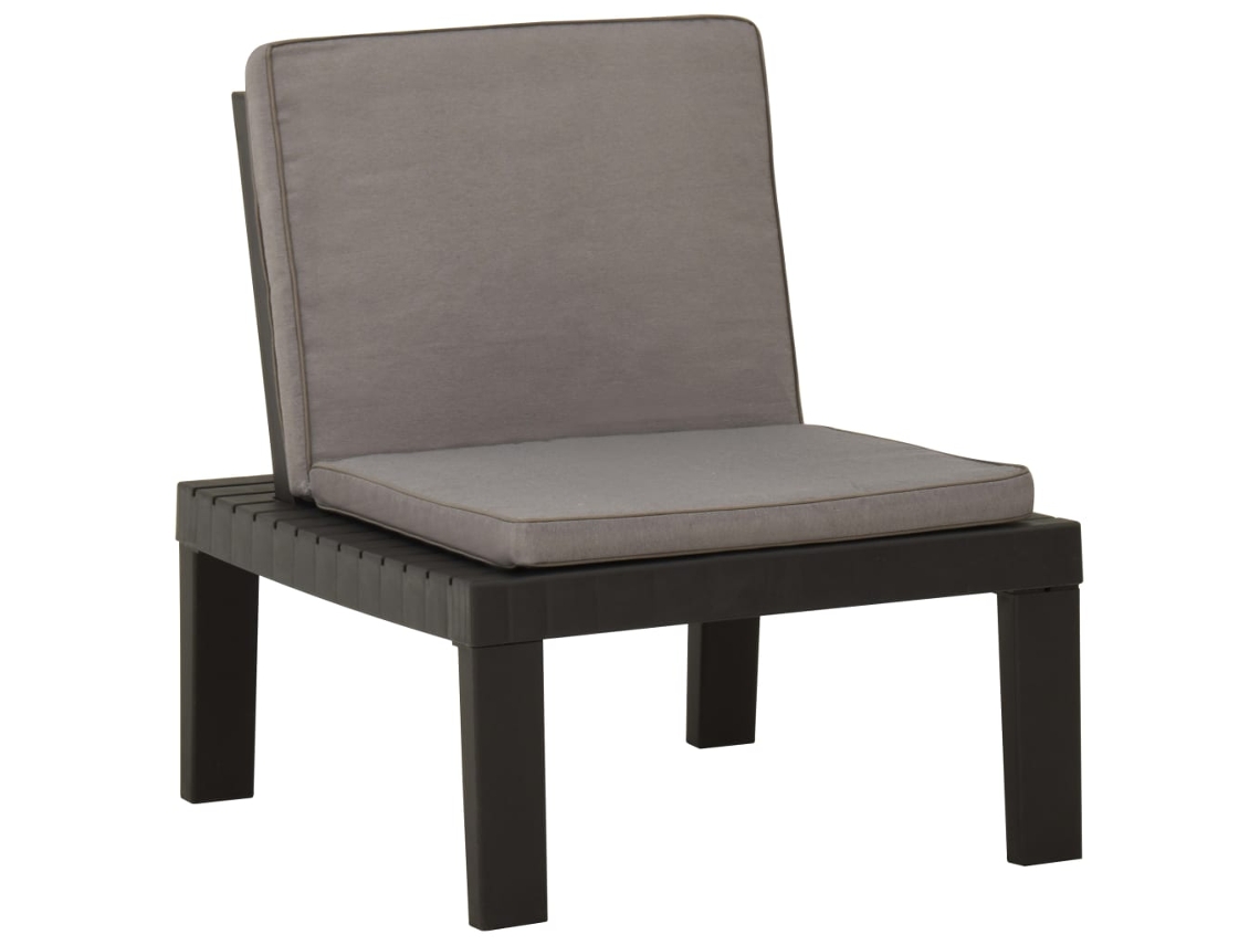 Vidaxl Cadeira Lounge De Jardim Com Almofadão Plástico Cinzento