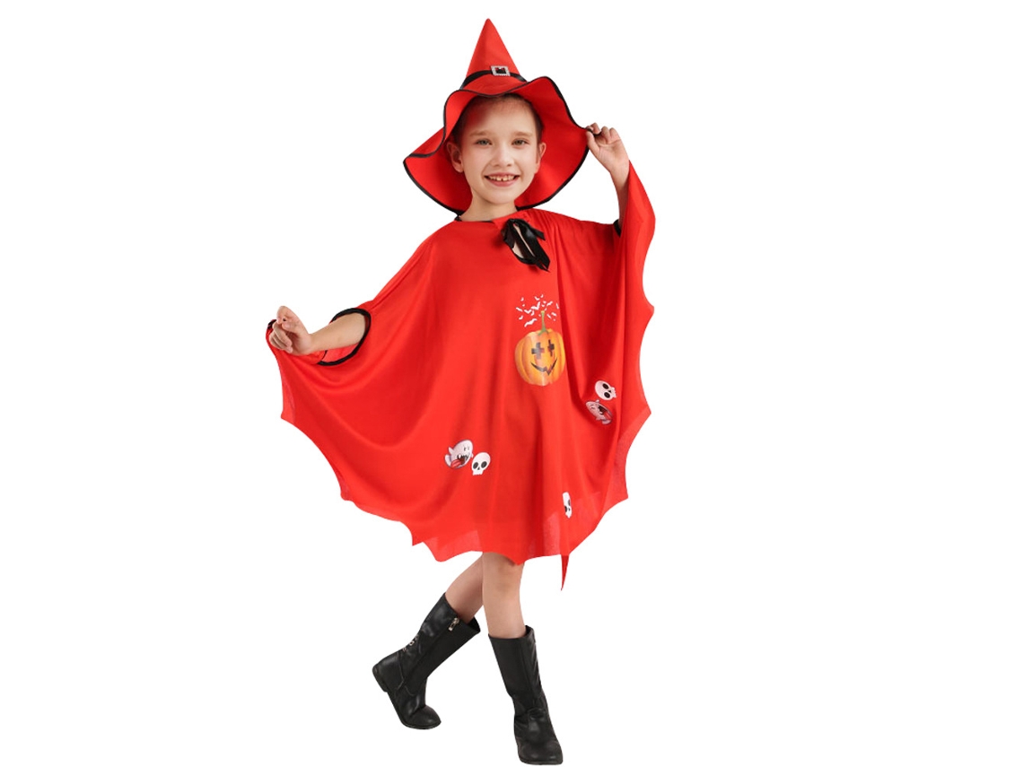 Trajes Infantis de Halloween Vestido de Capa de Festa de Fim de Ano Trajes de Desempenho de Abóbora. Vermelho