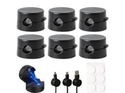 Clipes Magnéticos Para Organização De Cabos - 6 Unidades, Suporte Autoadesivo Cabo Carregamento Celular, Organizador Usb Mesa Pret-aquaforge