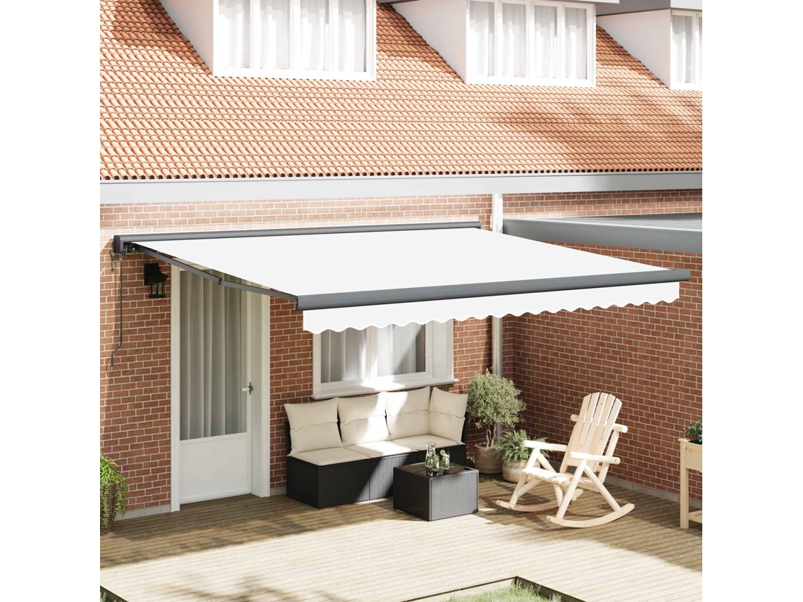 Vidaxl Toldo Retrátil Branco 400 × 300 Cm Tecido E Metal