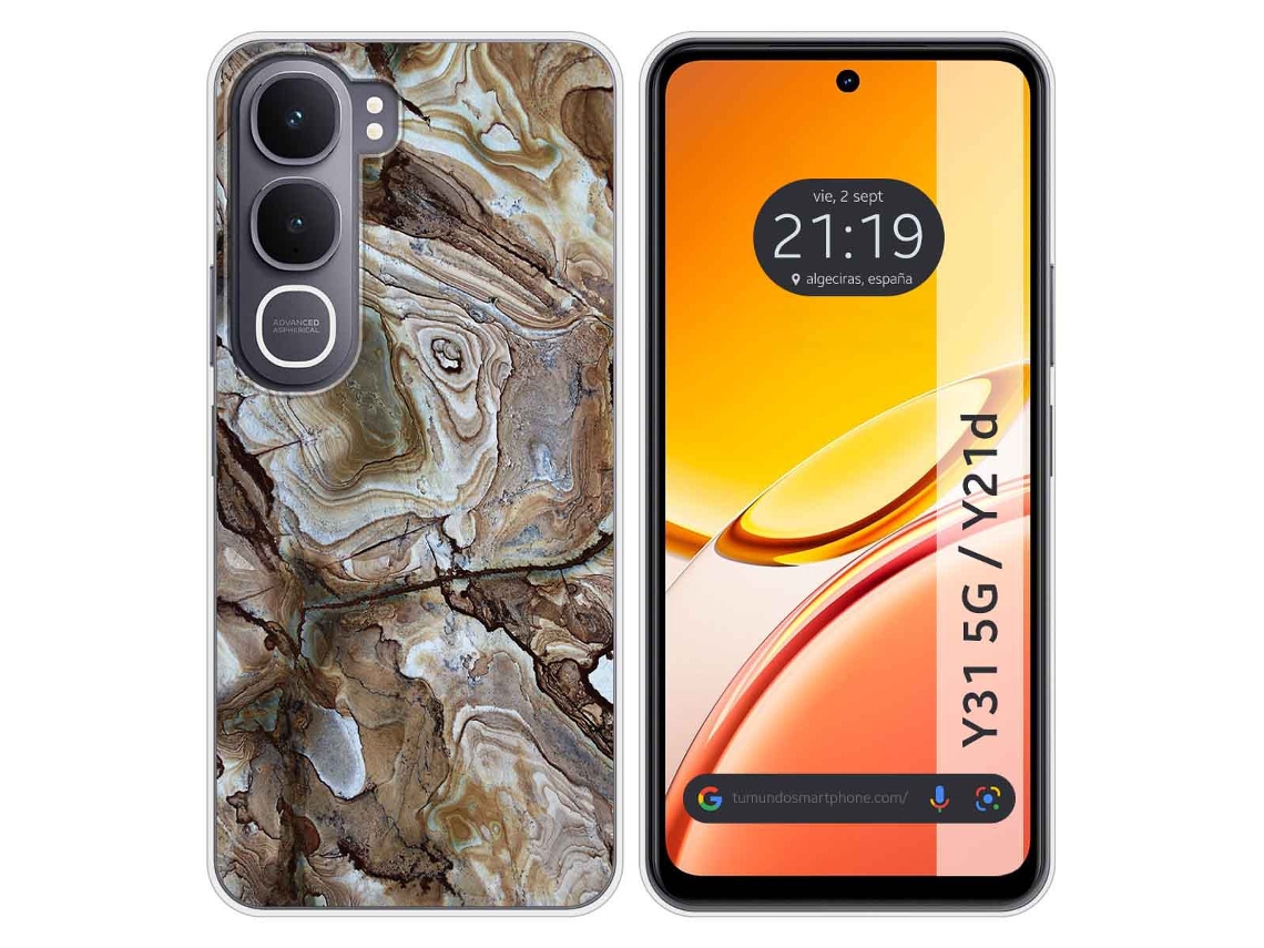 Capa Tumundosmartphone De Silicone Para Vivo Y31 5g / Y21d Com Estampa De Mármore 14 Padrões