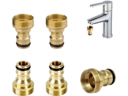 Engate Rápido 5 Peças, Latão, Para Torneira E Jardim