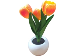 Base de mesa genérica em formato de flor, elegante e recarregável, com iluminação LED.