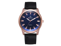 Relógio Masculino de Pulso com Pulseira de Couro Pu Estilo Casual Quartzo Preto Azul