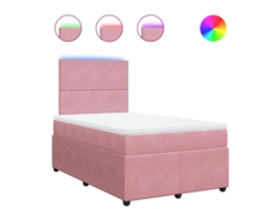 Conjunto 1 Cama Box Spring Vidaxl Cor-de-rosa Veludo (200 X 120 X 140.5 Cm)