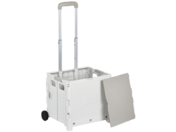 Carrinho de compras dobrável 41,5x32,5x85cm branco capacidade 32l 2 rodas S/MARCA