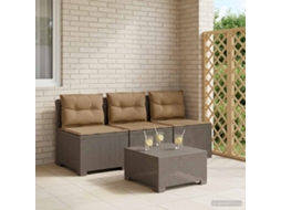 Vidaxl Sofá De Jardim 3 Lugares Com Almofadas Visual Rattan Pp