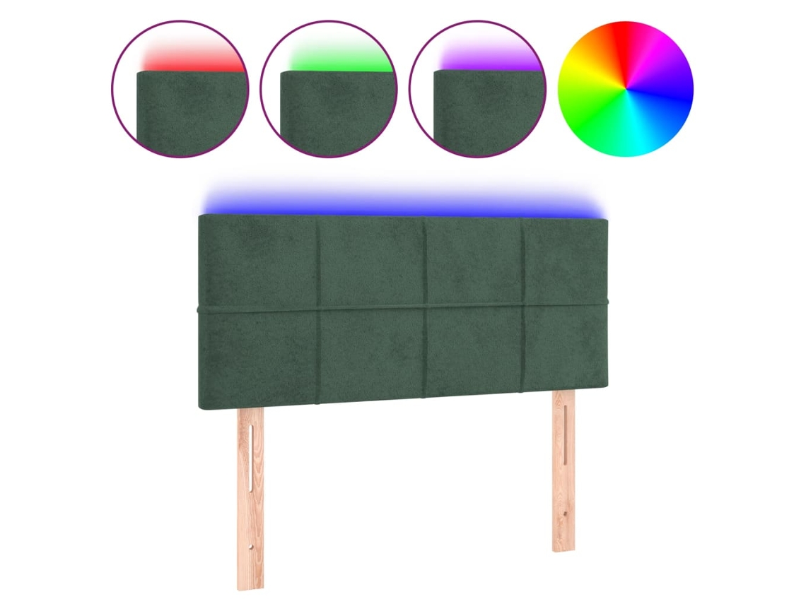 Cabeceira de Cama com Luzes Led Veludo Verde Escuro MAISON EXCLUSIVE (80x5x78 cm)