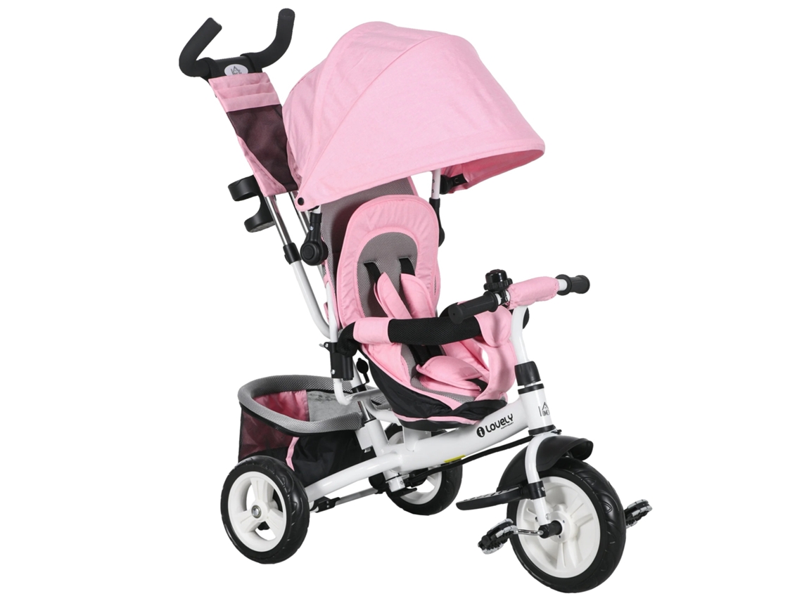 Triciclo, Cabo Telescópico, Bolsa De Armazenamento Destacável, Rosa