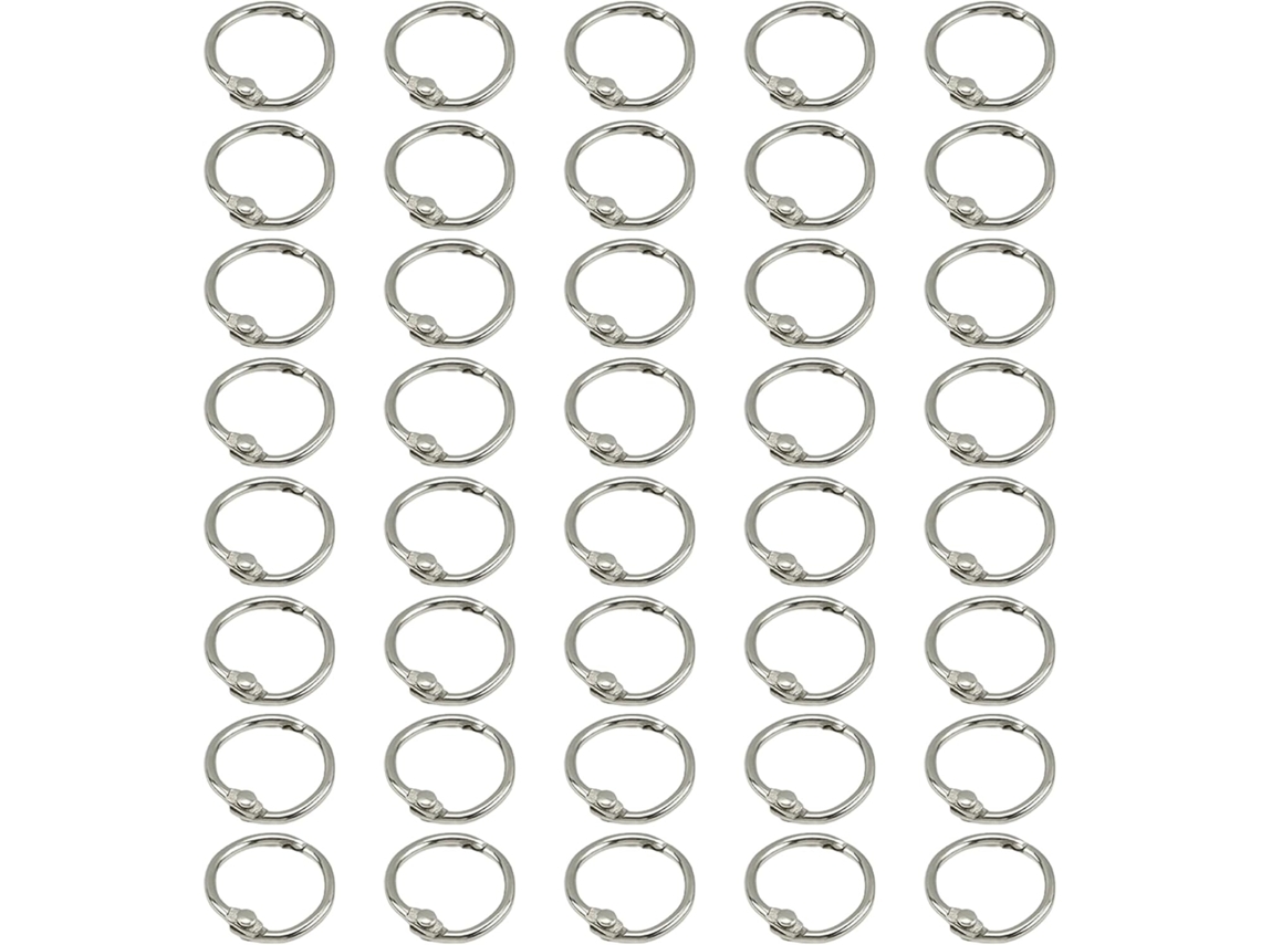 Anéis de corrente, 40 anéis de metal de 15 mm para folhetos soltos, ideias para artesanato, scrapbooking e fotos.