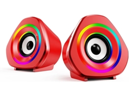 Mini alto-falante para computador com subwoofer de áudio FIO E para computador com luz ambiente RGB Yizhood