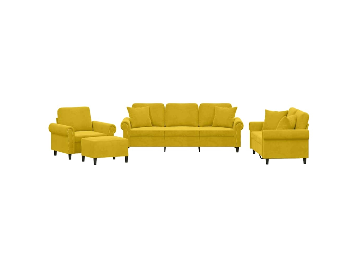 4 Pcs Conjunto de Sofás com Almofadas Veludo Amarelo MAISON EXCLUSIVE