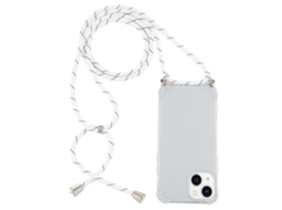 Capa Transparente De Tpu Resistente A Impactos Nos Quatro Cantos Para Iphone 15 Plus Com Cordão.