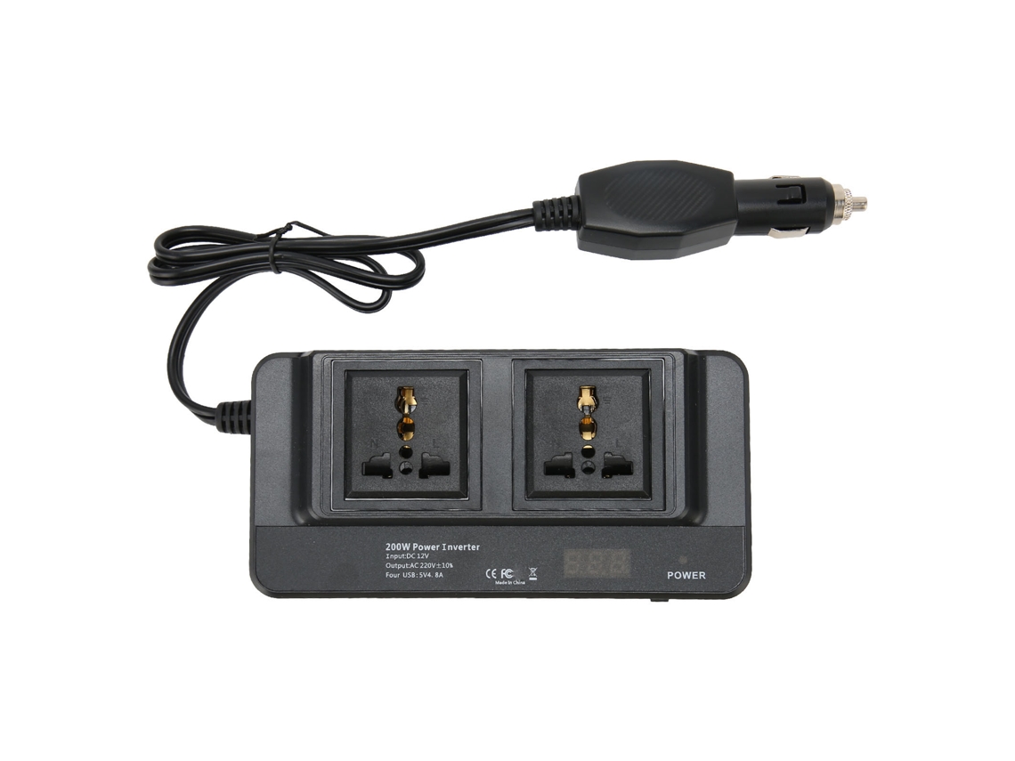 Aetheria inversor de Potência 200w 12v Cc para 220v Ca com 4 Portas Usb para Carro com Proteção Múltipla