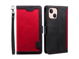 Capa Pega Para Iphone 15 Pele Sintética Vermelho