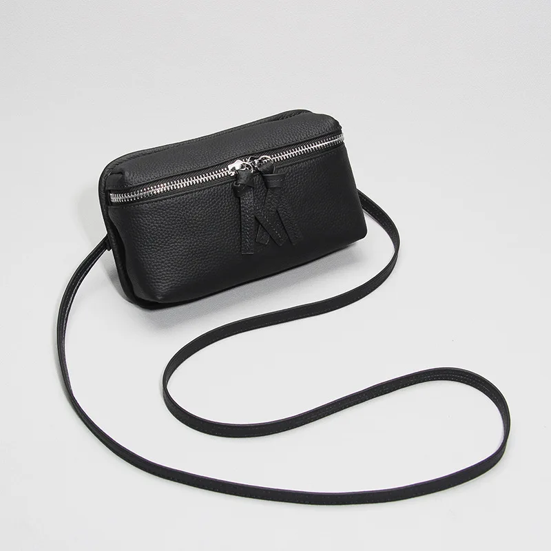(preto) Carteira Feminina Em Couro Genuíno Para Celular, Bolsa De Ombro, Bolsa Transversal, Bolsa Carteira