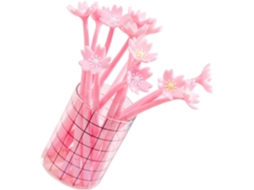 Conjunto De 10 Canetas Em Gel Rosa Callaron Com Estampa Floral, Feitas