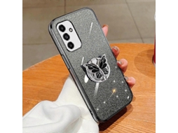Capa De Celular Tpu Com Suporte De Borboleta E Glitter Gradiente Banhado