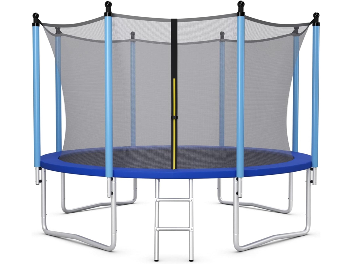 Trampolim Exterior de 305 Cm para Crianças e Adultos Trampolim com Rede de Segurança Escada Resistente Às Intempéries no Exterior COSTWAY