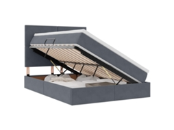 Cama com Arrumação e Led Cinza Escuro Veludo MAISON EXCLUSIVE (140x190 cm)
