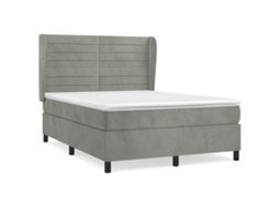 Conjunto 1 Cama Box Spring Vidaxl Cinzeto Veludo (193 X 147 X 128 Cm)