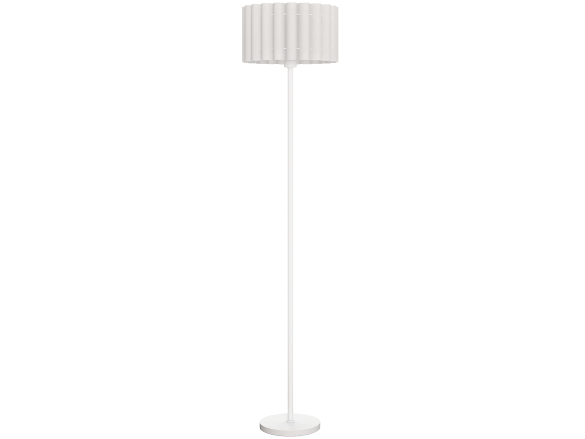 Abajur de Pé Estilo Retrô, Abajur Plástico, Interruptor de Pé, Haste Metálica, Branco Ge