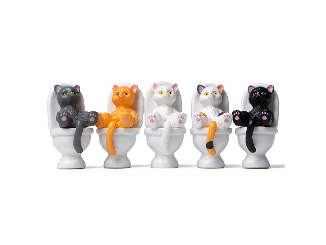 Peças Estátuas De Gato No Toalete Decorativas