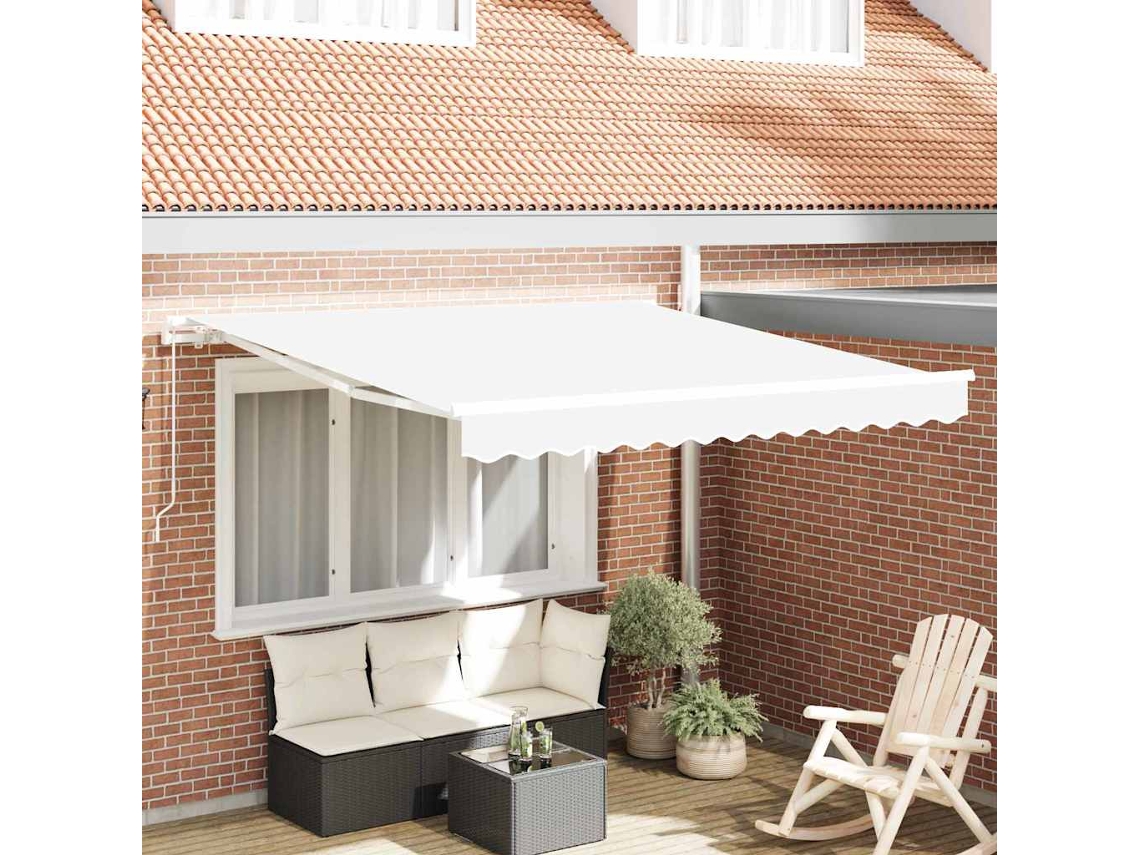 Vidaxl Toldo Retrátil Branco 350 X 250 Cm Poliéster E Alumínio