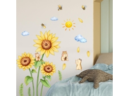 Omni conjunto de Pegatinas para Parede de Girassóis Abelhas Nuvens Decoração para Salões Dormitórios Escritórios