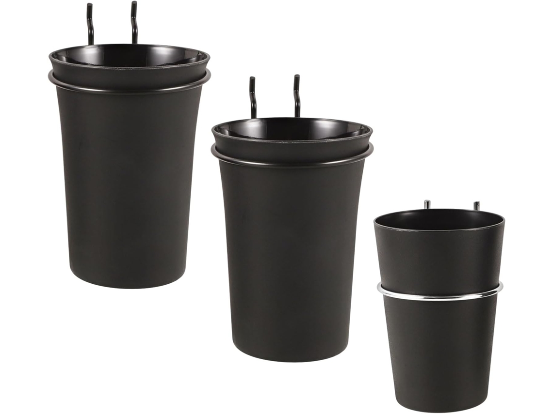 Conjunto De 3 Porta Copos Em Placa Perfurada Preta, Com Espaçamento De 2, 5cm