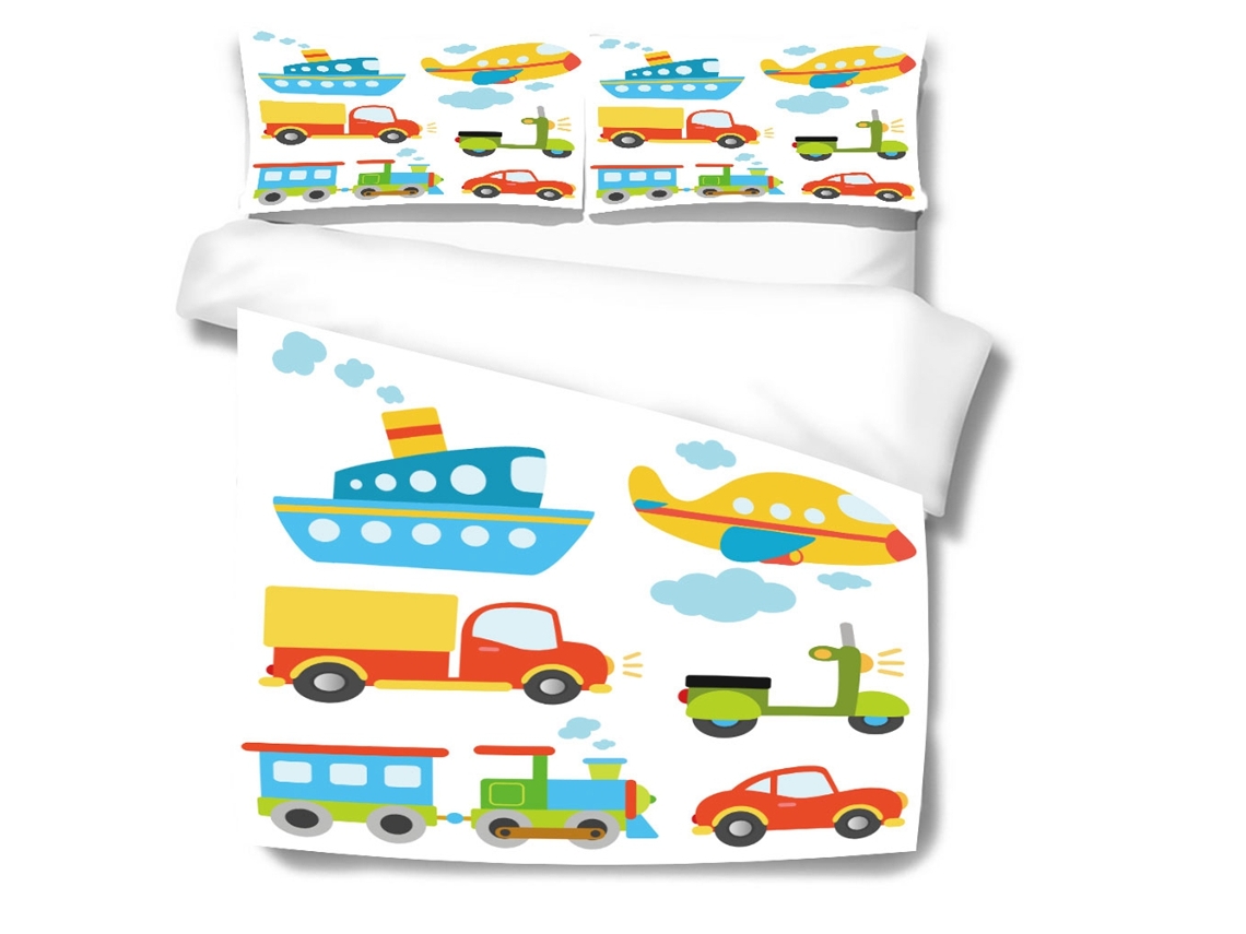 Kit de cama 3 peças com capa de edredão 140x200cm e fronhas 50x75cm de fibra de poliéster S/MARCA