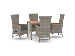 Maison Exclusive - 5 Pcs Conjunto De Jantar P/ Jardim C/ Almofadões Vime Pe Cinza