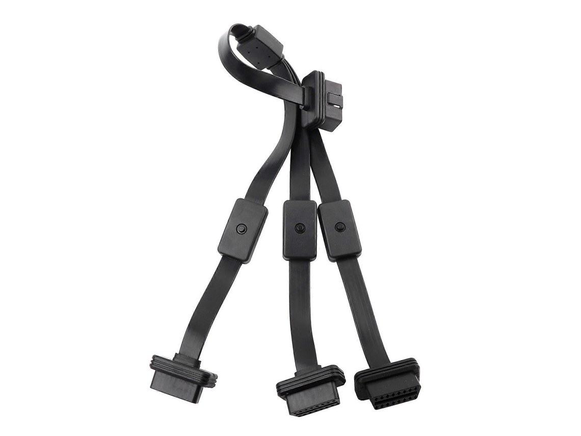 Cabo Adaptador De Extensão Obd2 De 16 Pinos (1 Macho, 3 Fêmeas) Com Interruptor Liga/desliga.