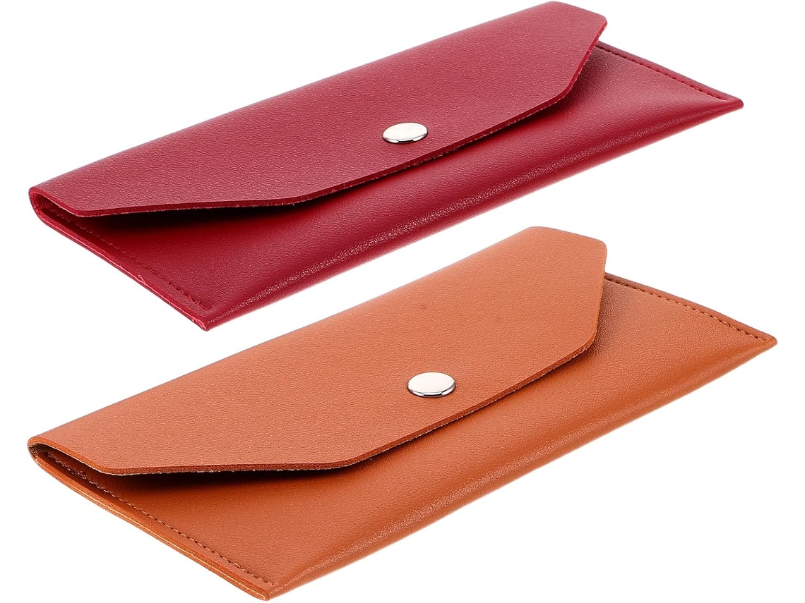Conjunto De 2 Peças: Carteira Resistente Em Couro Pu E Carteira Retangular Longa Tipo Envelope.