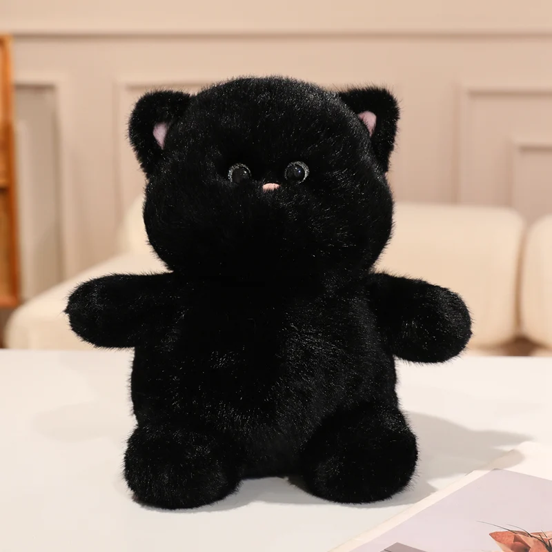 Brinquedo de Pelúcia Gato Branco Boneco de Pelúcia Criativo MDUG (preto 28cm)