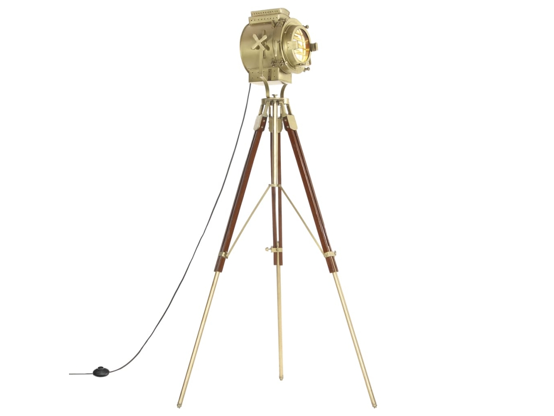 Vidaxl Candeeiro De Chão Tripé 193 Cm Madeira Mangueira Maciça
