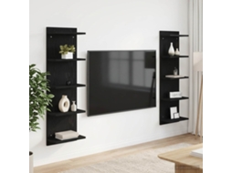 Vidaxl Prateleira De Parede 2 Unid. Carvalho Preto 30 X 15 X 100 Cm