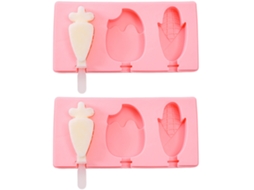 Ferramenta 2Pcs Silicone Cartoon Diy Handmade Ice Cream Mold No. 3 Cenoura + Morango Milho Moldes de Picolé com Tampa 2 Pacote Molde UISAVE