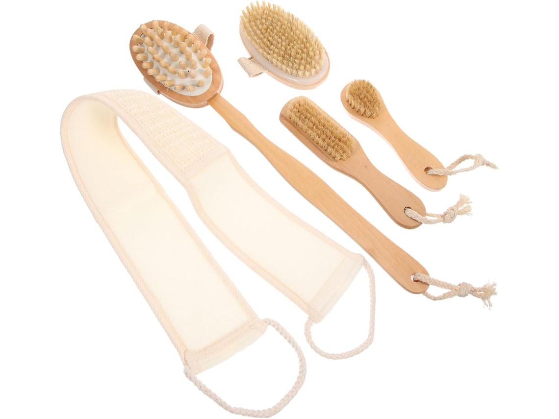 Conjunto De 5 Peças Escovas Esfoliantes Packove, Incluindo Escova De Cabo Longo Para As Costas E Bucha Vegetal Banho