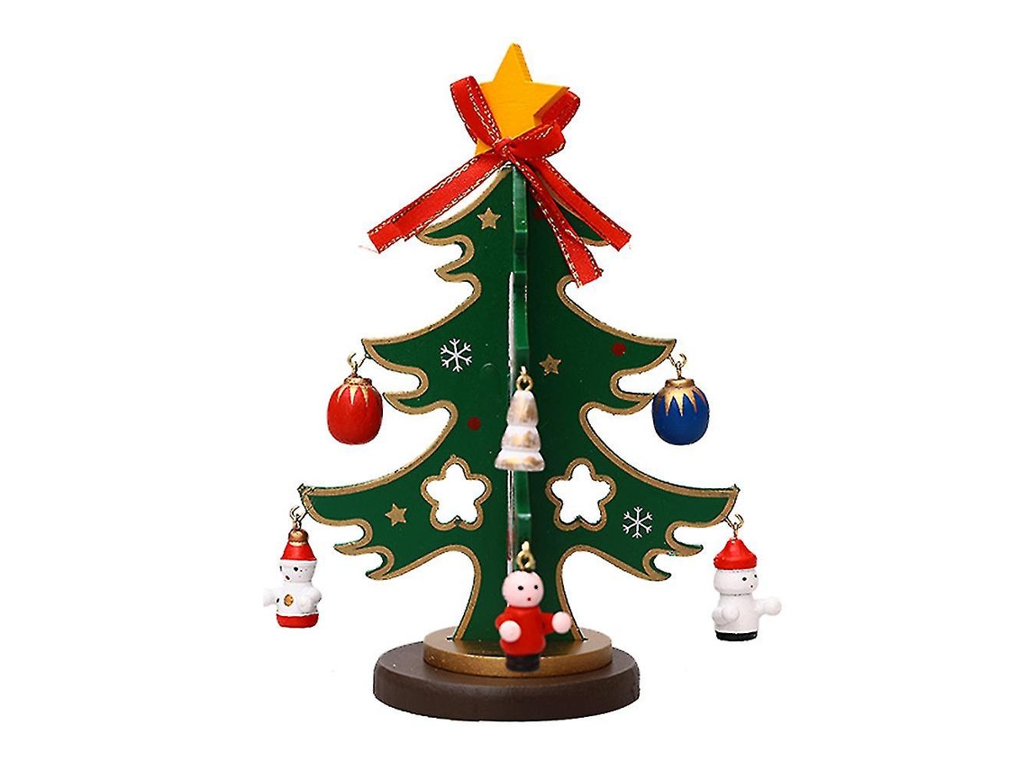 Árvore De Natal De Madeira Divertida Para Mesa, Conjunto De Brinquedos Natalinos Com Miniaturas De Enfeites. Aquaforge